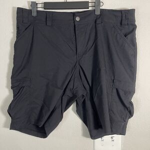 Duluth Trading Co Dry On The Fly Shorts Women 18 Black Cargo Bermuda 10" Inseam